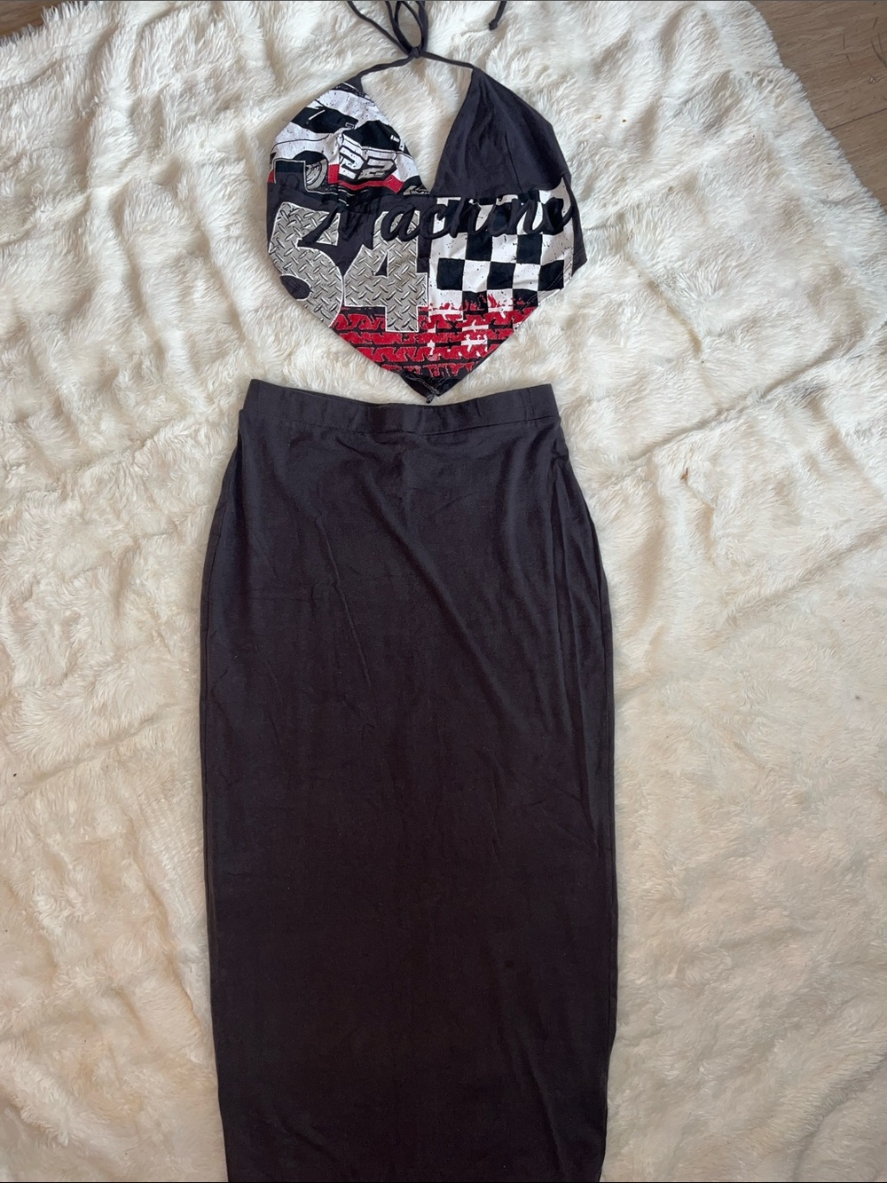Garage Black Midi Pencil Skirt